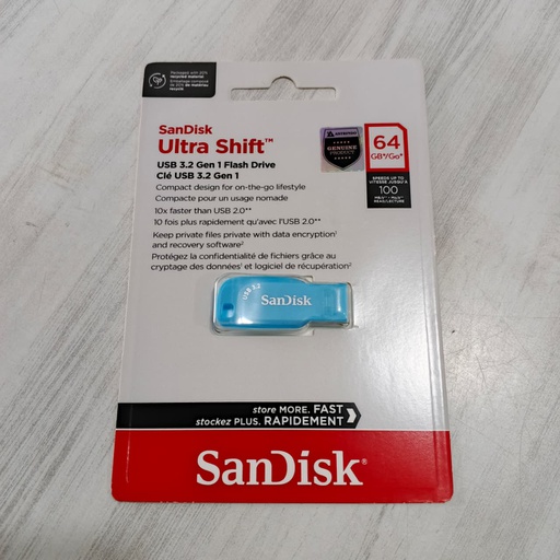 [FD-0108] Sandisk FD CZ410 64GB Ultra Shift USB 3.2 Blue