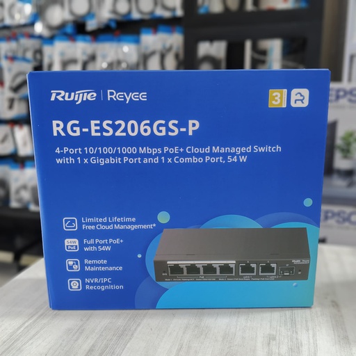 [NET-0660] Ruijie RG-ES206GS-P 6 Port Gigabit Switch Smart Manage Cloud PoE