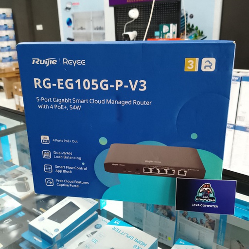[NET-0670] Ruijie RG-EG105G-P-V3 POE Cloud Managed Router 5 Gigabit Ports 4 PORT POE Budget 54W