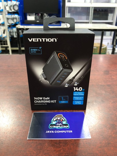 [ACC-0578] Vention Adaptor GaN Charger 4 Port 3*USB-C + USB-A (140W) with Cable Type C M to M Black (TZ-FCOH0-EU)