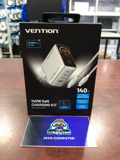 [ACC-0579] Vention Adaptor GaN Charger 4 Port 3*USB-C + USB-A (140W) with Cable Type C M to M White (TZ-FCOI0-EU)