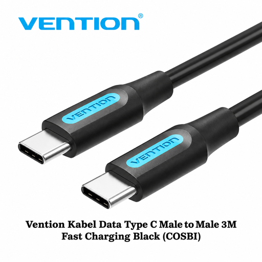 [CBL-0502] Vention Kabel Data Type C Male to Male 3M Fast Charging Black (COSBI)