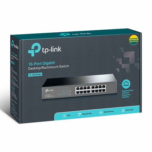 [NET-0043] TP-Link TL-SG1016D Gigabit Switch 16 Port 13-inch Rack-mountable Steel Case