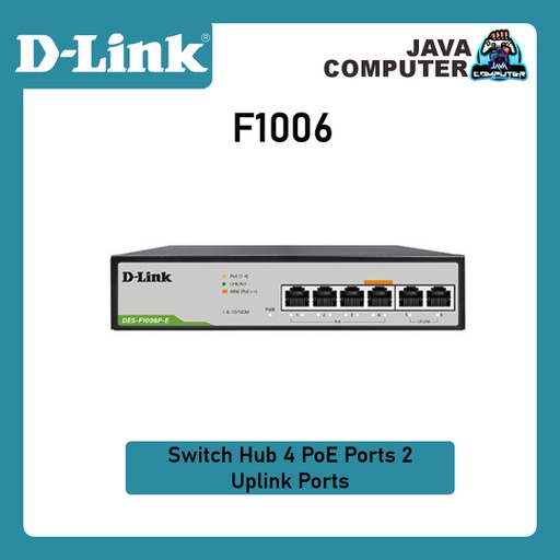 [NET-0174] D-Link DES-F1006P-E Switch Hub 4 PoE Ports 2 Uplink Ports