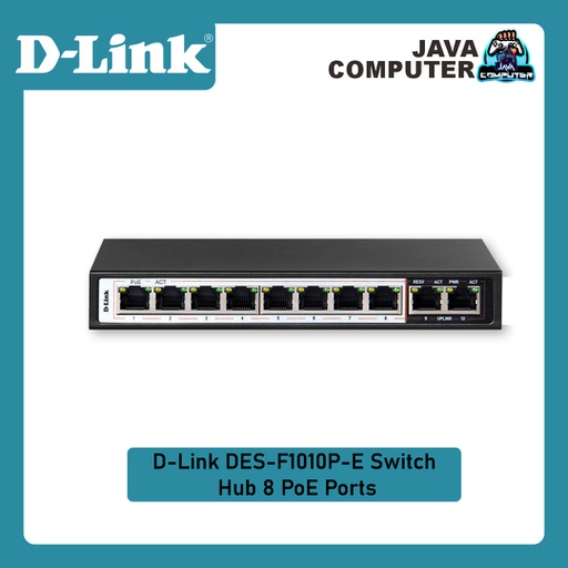 [NET-0175] D-Link DES-F1010P-E Switch Hub 8 PoE Ports 100Mbps 93W
