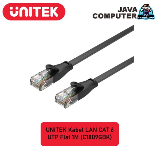 [CBL-0165] UNITEK Kabel LAN CAT 6 UTP Flat 1M (C1809GBK)