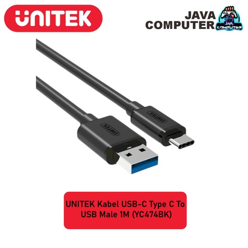 [CBL-0172] UNITEK Kabel USB-C Type C To USB Male 1M (YC474BK)