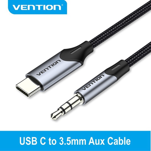 [ACC-0271] Vention Kabel Type C to Aux Audio 3.5mm Braided 1M (BGKHF)