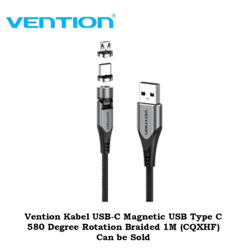 [ACC-0289] Vention Kabel USB-C Magnetic USB Type C 580 Degree Rotation Braided 1M (CQXHF)