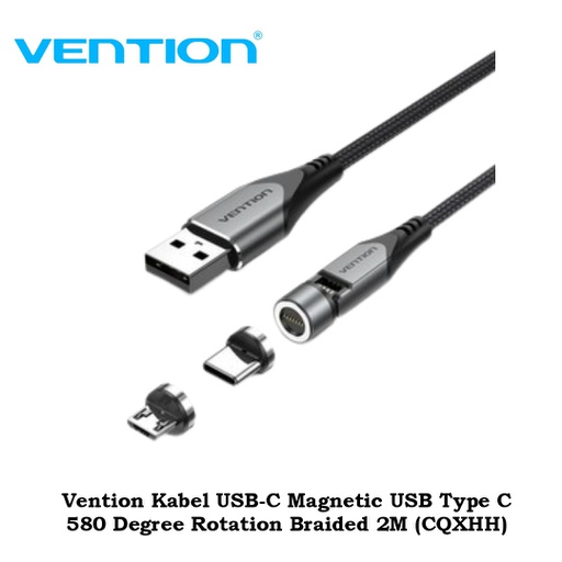 [ACC-0290] Vention Kabel USB-C Magnetic USB Type C 580 Degree Rotation Braided 2M (CQXHH)