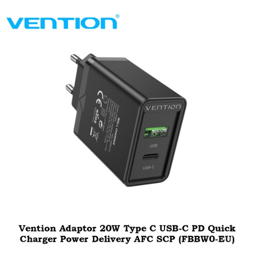 [ACC-0299] Vention Adaptor 20W Type C USB-C PD Quick Charger Power Delivery AFC SCP (FBBW0-EU)
