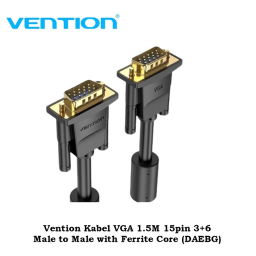 [CBL-0239] Vention Kabel VGA 1.5M 15pin 3+6 Male to Male with Ferrite Core (DAEBG)