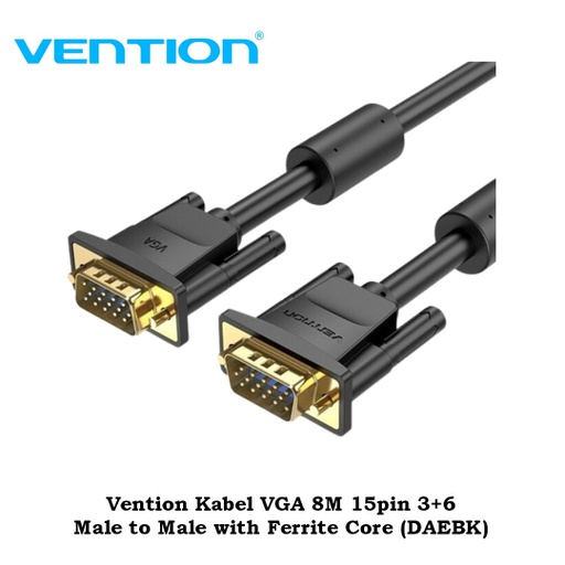 [CBL-0241] Vention Kabel VGA 8M 15pin 3+6 Male to Male with Ferrite Core (DAEBK)
