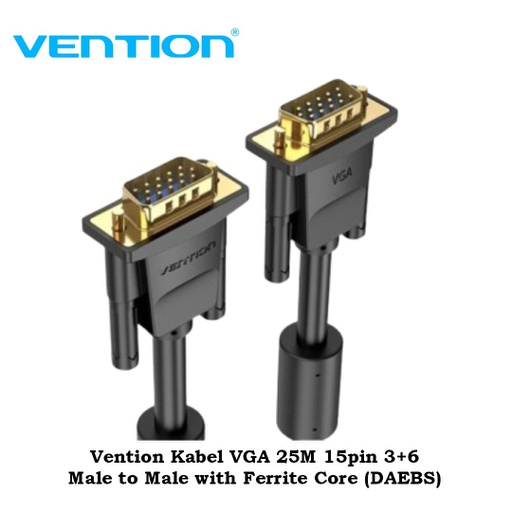 [CBL-0244] Vention Kabel VGA 25M 15pin 3+6 Male to Male with Ferrite Core (DAEBS)
