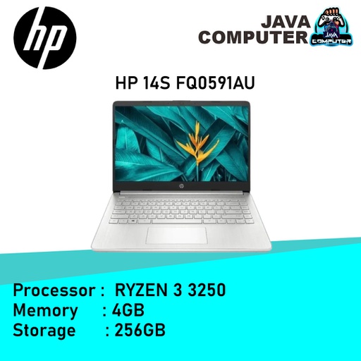 [LAPTOP-0563] HP 14S FQ0591AU RYZEN 3 3250/4GB/256SSD/W11+OHS/14.0/Silver