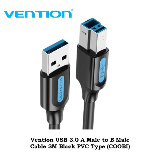 [CBL-0292] Vention USB 3.0 A Male to B Male Cable 3M Black PVC Type (COOBI)