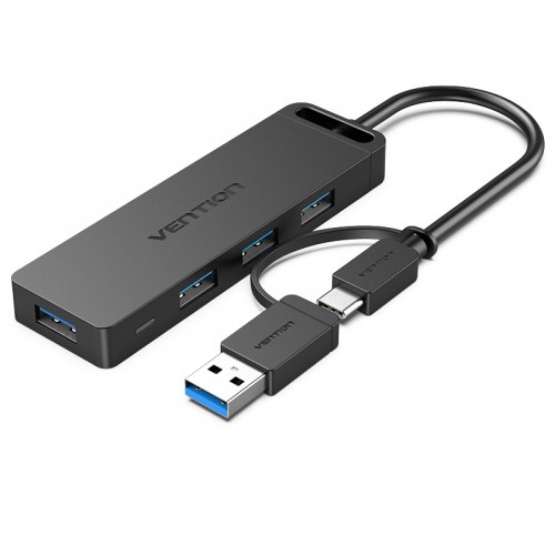 [ACC-0362] Vention USB Hub Type C 3.1 to USB-A 3.0 4 Port w/ USB A Adapter (CHTBB)