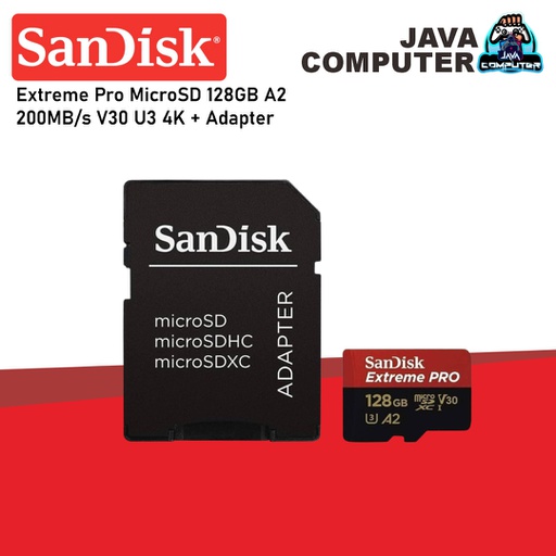 [MC-0047] SanDisk Extreme Pro MicroSDXC 128GB A2 200MB/s V30 U3 4K + Adapter