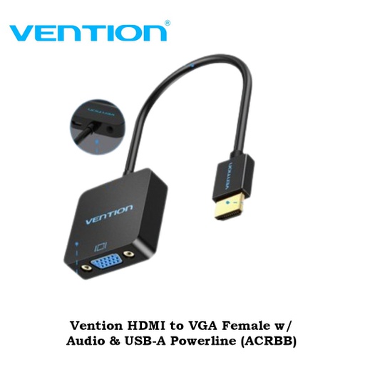 [ACC-0373] Vention HDMI to VGA Female w/ Audio &amp; USB-A Powerline (ACRBB)