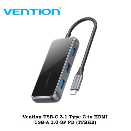 [ACC-0378] Vention USB-C 3.1 Type C to HDMI USB-A 3.0-3P PD (TFBHB)