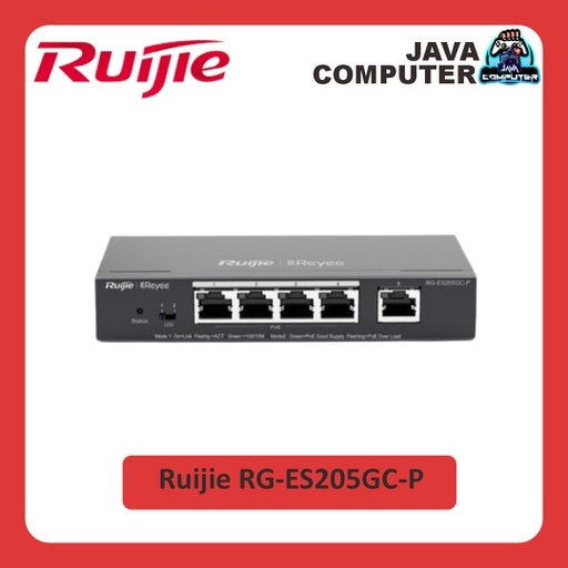 [NET-0365] Ruijie RG-ES205GC-P Gigabit Smart Cloud Managed PoE Switch