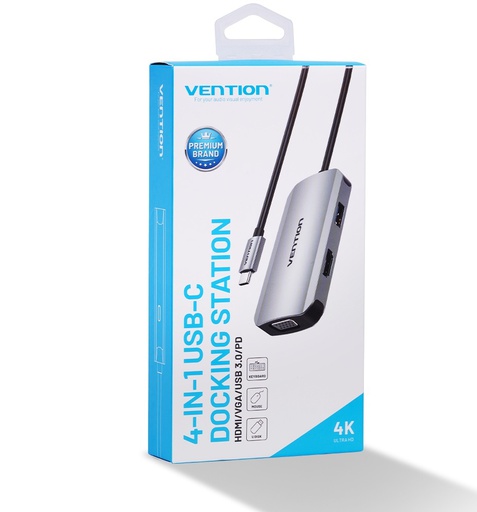 [ACC-0385] Vention Converter 4in1 Type-C USB C To HDMI VGA USB 3.0 PD Adapter (TOAHB)